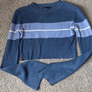 SHEIN Navy and Light Blue Striped Knit Top - Small